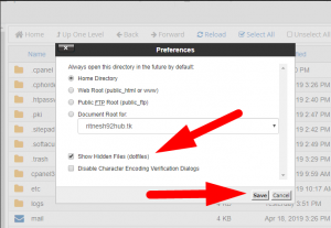 How to view hidden(.dot)files in cPanel