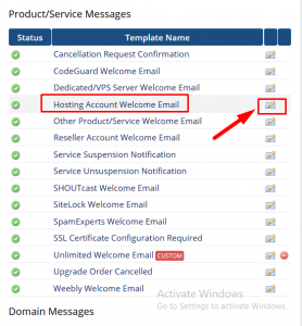 Creating a new email template in WHMCS