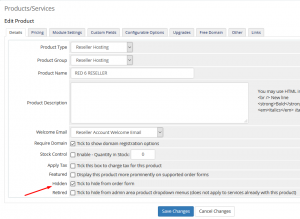 HOW TO HIDE PRODUCTS & SERVICES FROM ORDER FORM IN WHMCS
