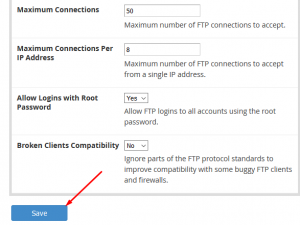 HOW TO RESTRICT MAXIMUM NUMBER OF FTP CONNECTIONS IN WHM