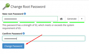 steps to change WHM root password 