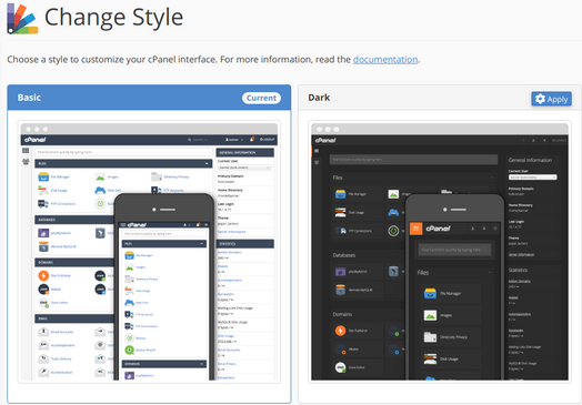 How to change the cPanel style