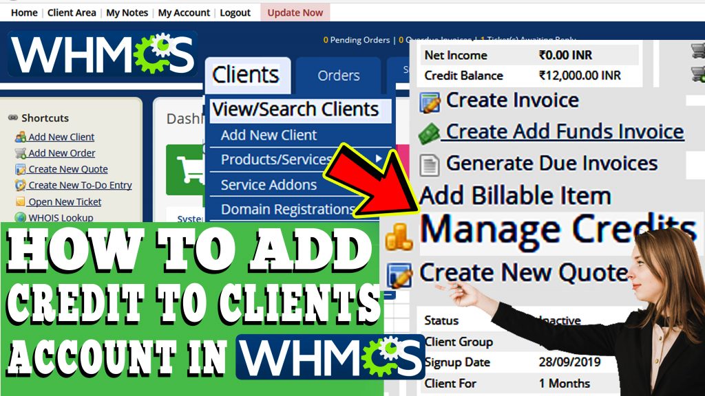HOW TO ADD CREDIT TO CLIENT'S ACCOUNT IN WHMCS