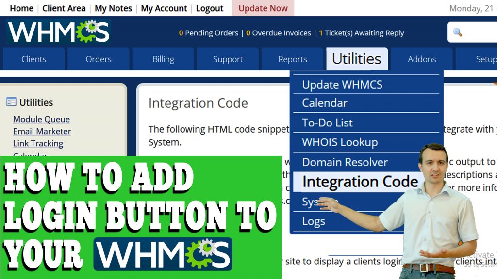 HOW TO ADD LOGIN BUTTON TO YOUR WHMCS