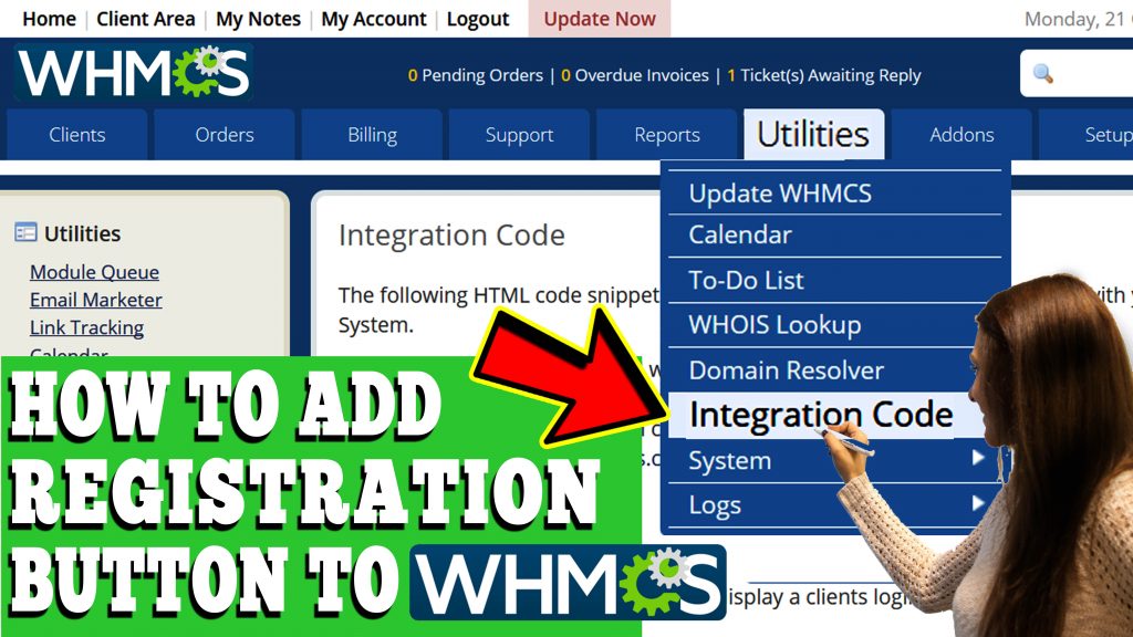HOW TO ADD USER REGISTRATION BUTTON TO WHMCS