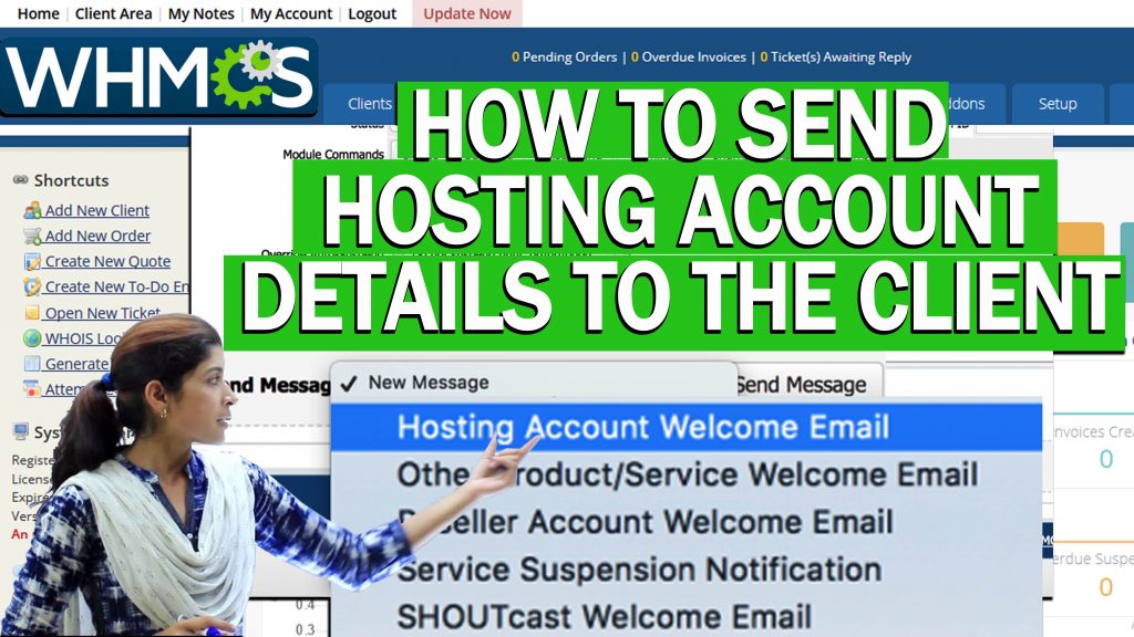 How to send Hosting Account details to the client in WHMCS