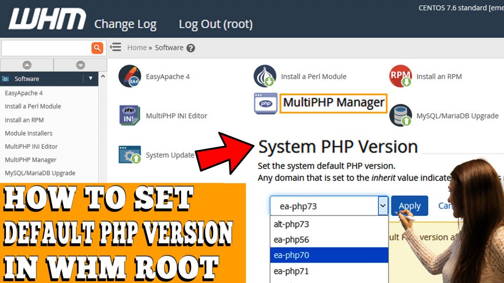 HOW TO SET DEFAULT PHP VERSION IN WHM ROOT
