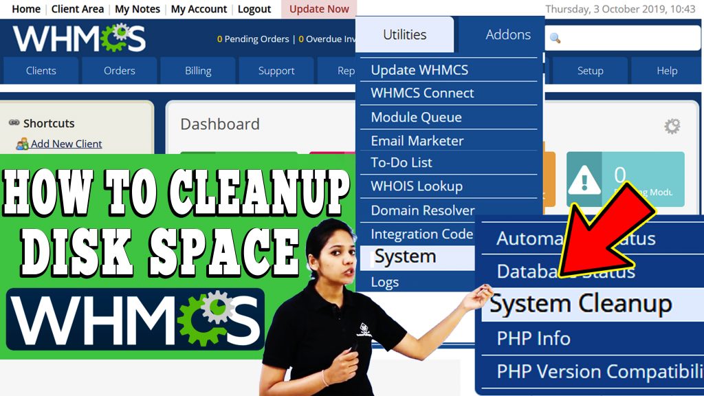 HOW TO CLEAN UP DISK SPACE IN WHMCS