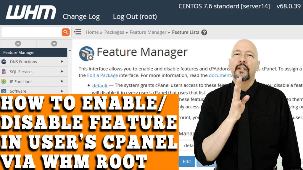 HOW TO ENABLE/DISABLE FEATURE IN USER'S CPANEL VIA WHM ROOT