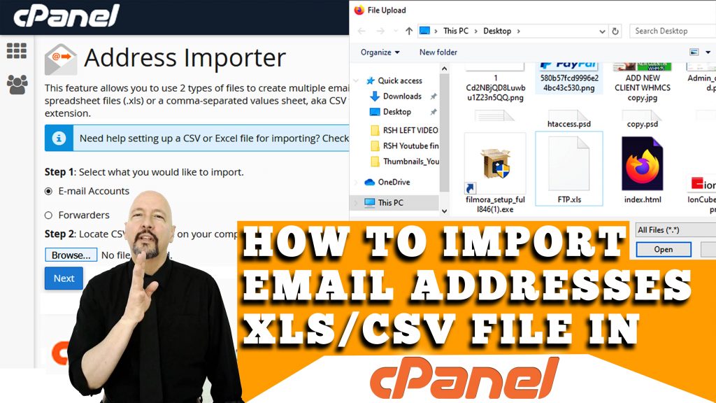 HOW TO IMPORT EMAIL ADDRESSES FROM XLS/CSV FILE INTO CPANEL