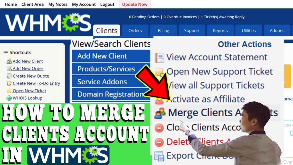 HOW TO MERGE CLIENTS ACCOUNT IN WHMCS
