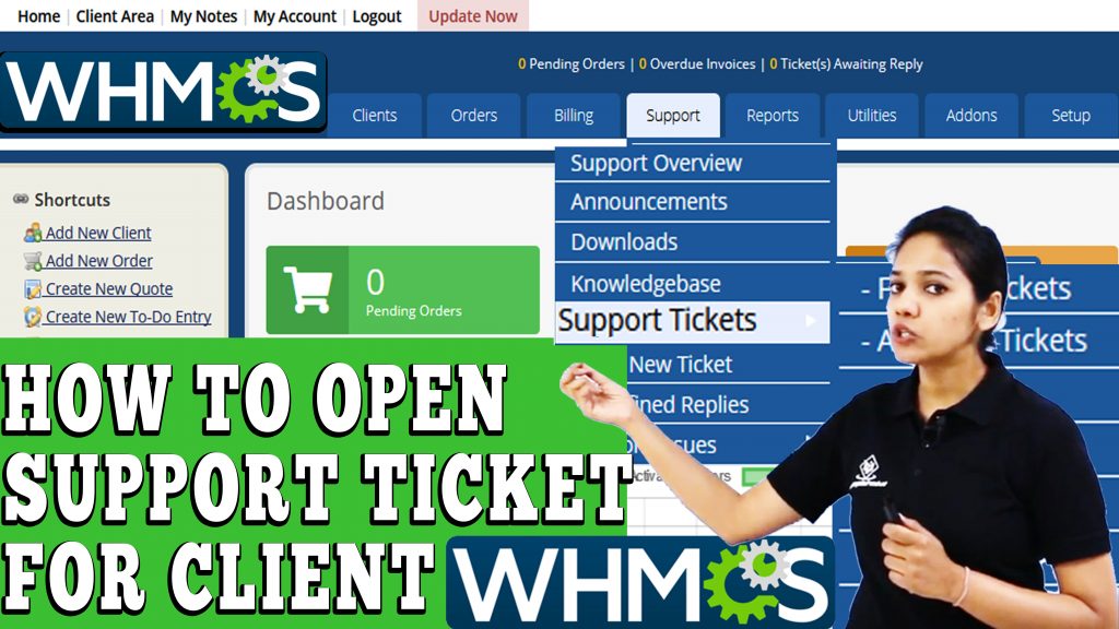 HOW TO OPEN NEW SUPPORT TICKET FOR YOUR CLIENT IN WHMCS