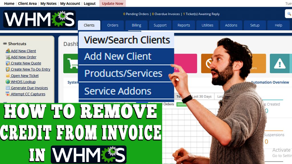 HOW TO REMOVE CREDIT FROM INVOICE IN WHMCS