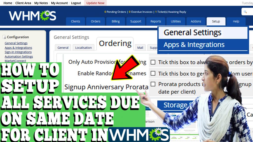 HOW TO SETUP ALL SERVICES DUE ON SAME DATE FOR CLIENT IN WHMCS
