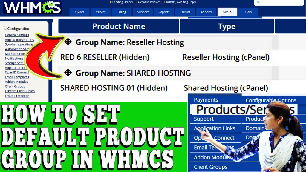 HOW TO SET DEFAULT PRODUCT GROUP IN WHMCS