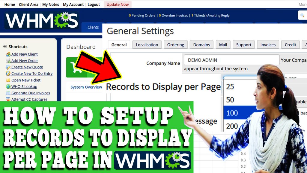 HOW TO SETUP RECORDS TO DISPLAY PER PAGE IN WHMCS