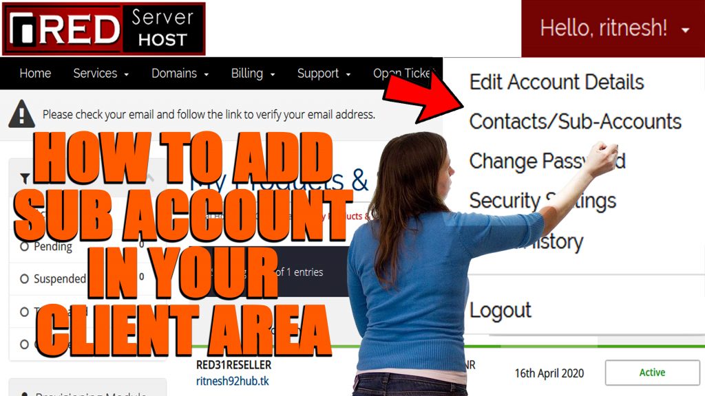 HOW DO I ADD SUB-ACCOUNT IN REDSERVERHOST CLIENT AREA