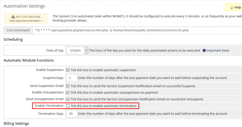 HOW TO DISABLE AUTOMATIC TERMINATION OF SERVICE IN WHMCS? [STEP BY STEP ...