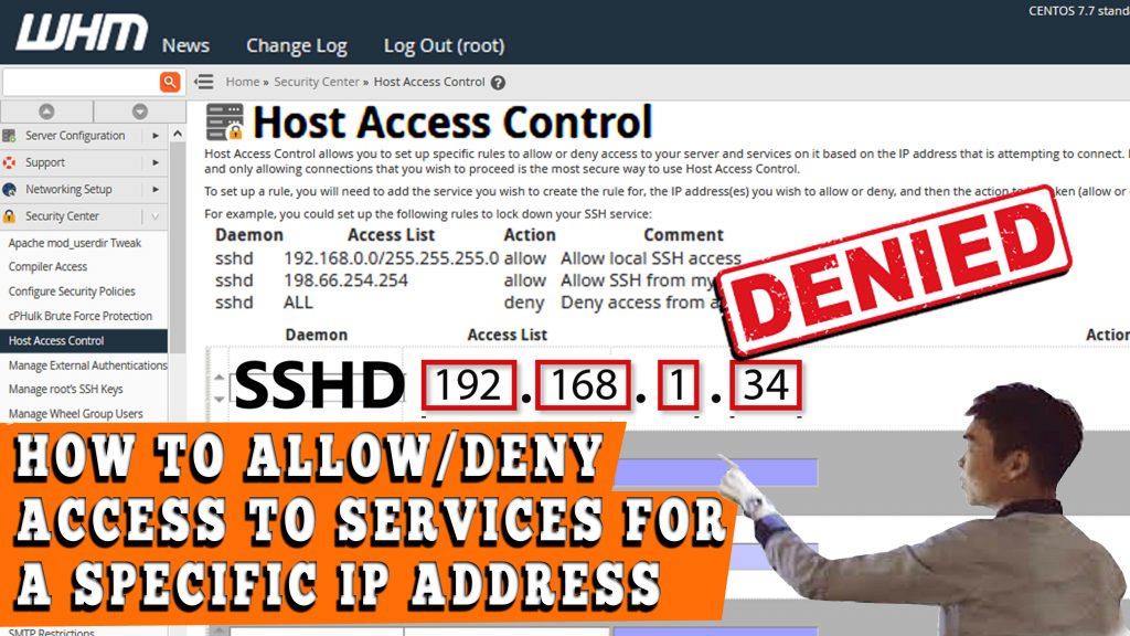 how to allow or deny access to services for a specific IP address
