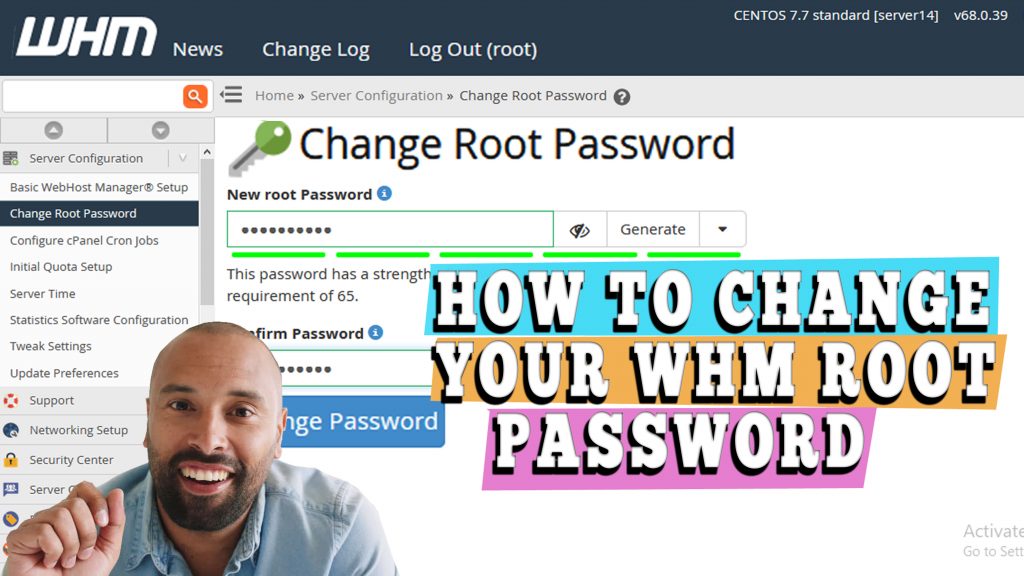 steps to change WHM root password