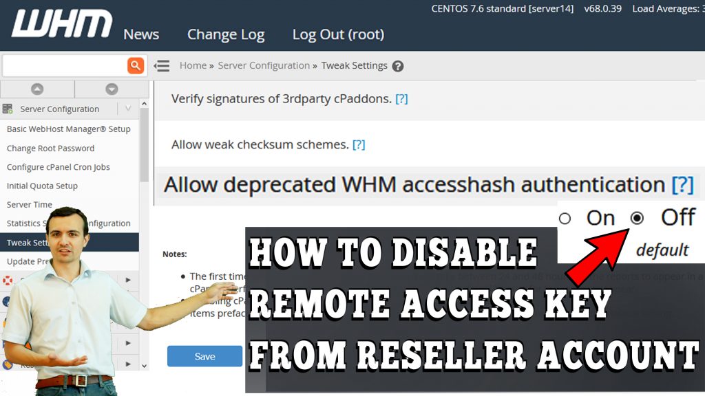 HOW TO DISABLE REMOTE ACCESS KEY FROM RESELLER'S ACCOUNT IN WHM