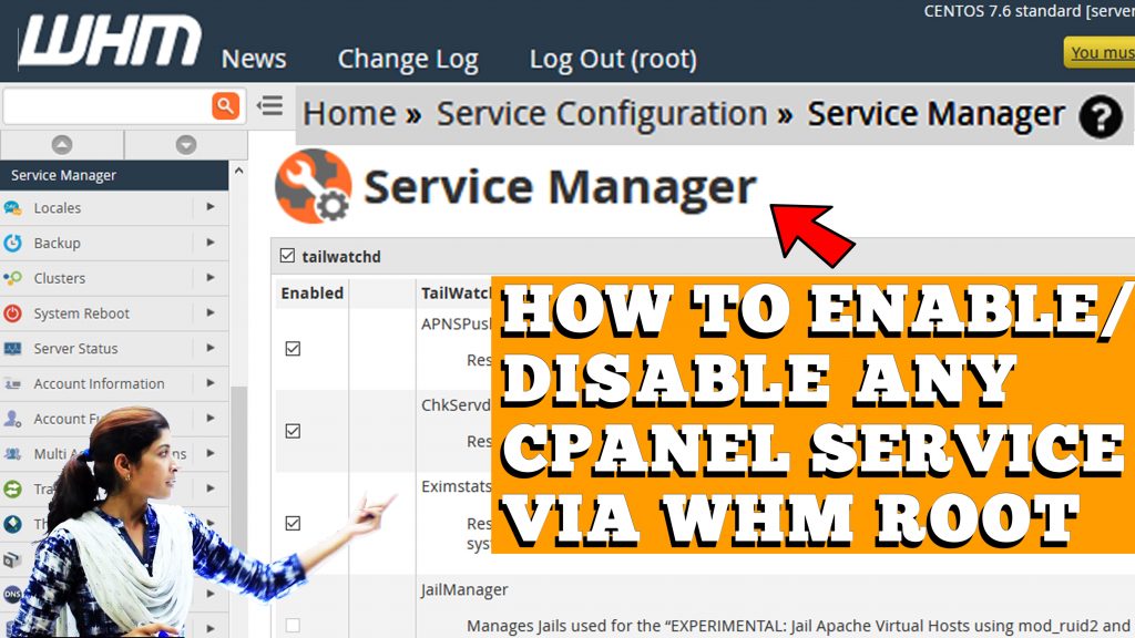 HOW DO I DISABLE/ENABLE ANY CPANEL SERVICES IN WHM ROOT