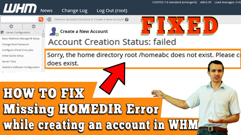 Sorry the home directory root/home does not exist| Missing HOMEDIR