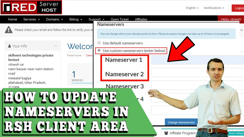 HOW TO UPDATE NAMESERVERS IN REDSERVERHOST CLIENT AREA
