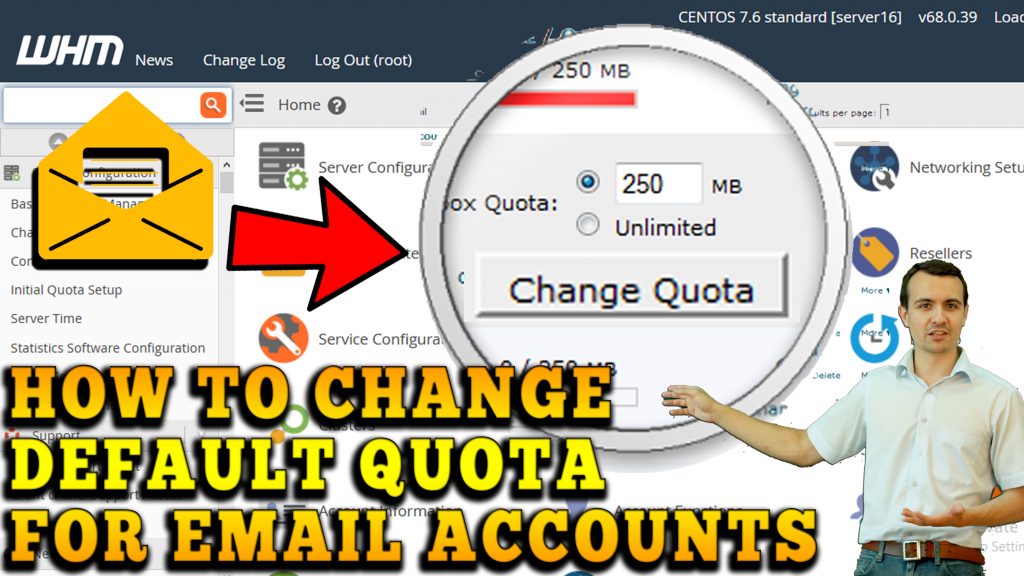 How to change default quota for Email Accounts in WHM