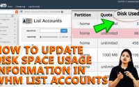 How to update disk space usage information in WHM List account