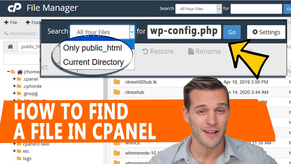 HOW TO FIND A FILE IN CPANEL
