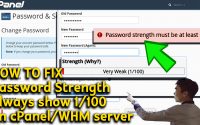 How to Fix password strength always show 1/100 on cPanel/WHM server