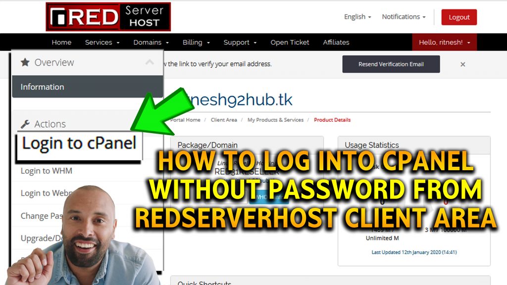 How to log into cPanel without using password via RSH client area