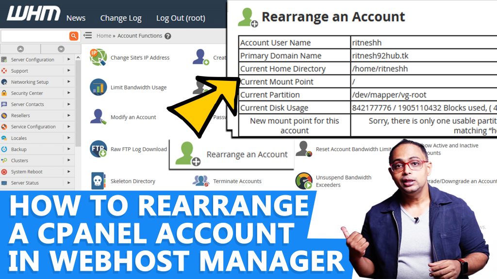 How to Rearrange an Account in WHM
