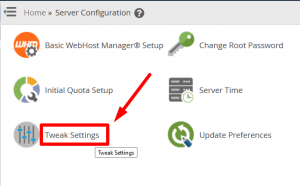 Tweak settings in WebHost Manager