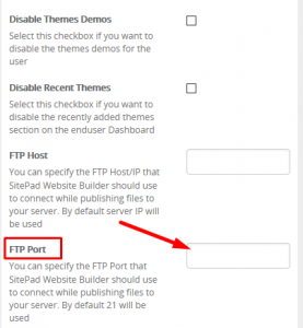 How to update custom FTP port in Sitepad