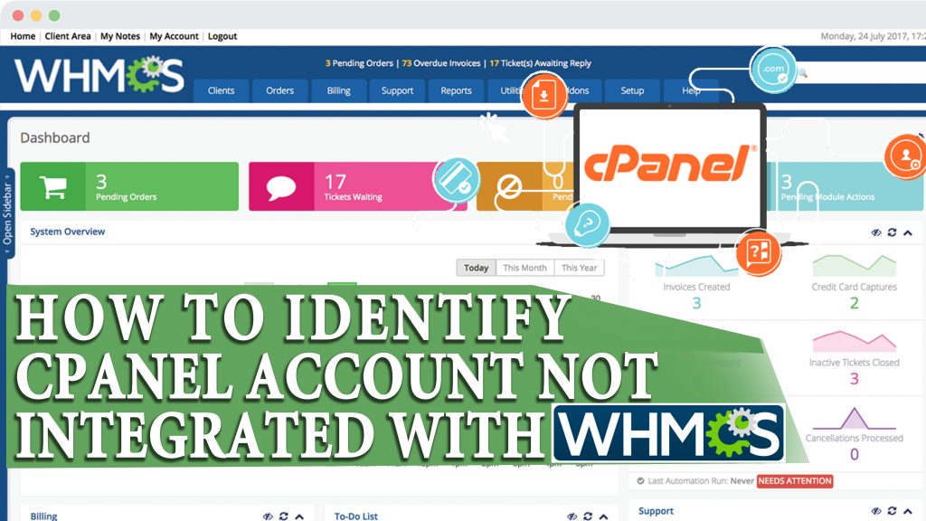 Identify cPanel account that are not integrated with WHMCS