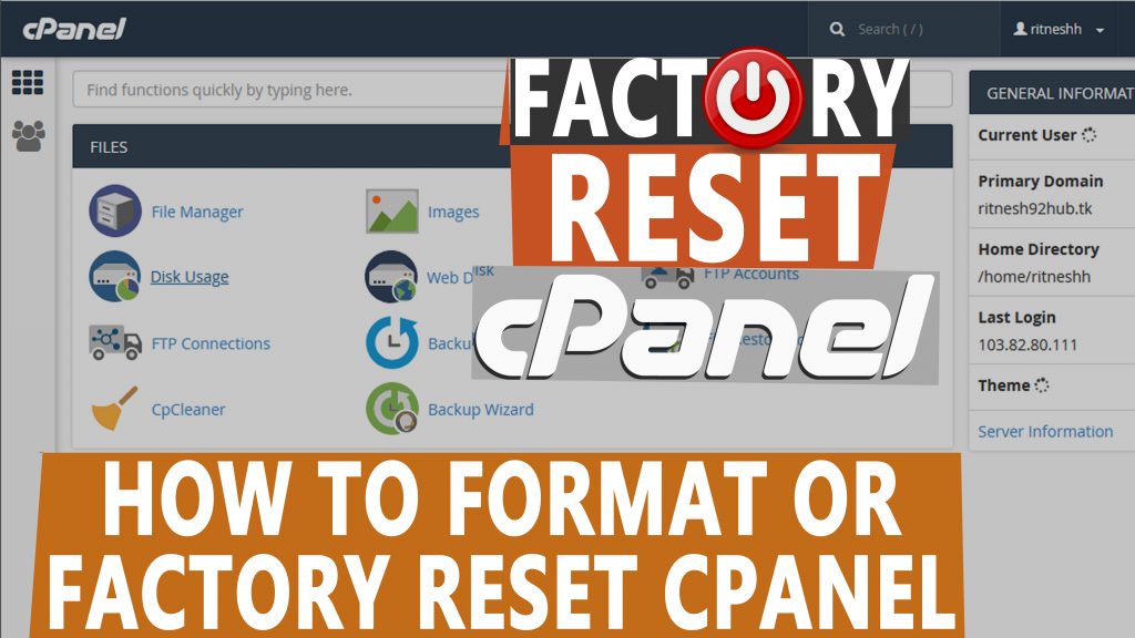 How to factory reset your cPanel account