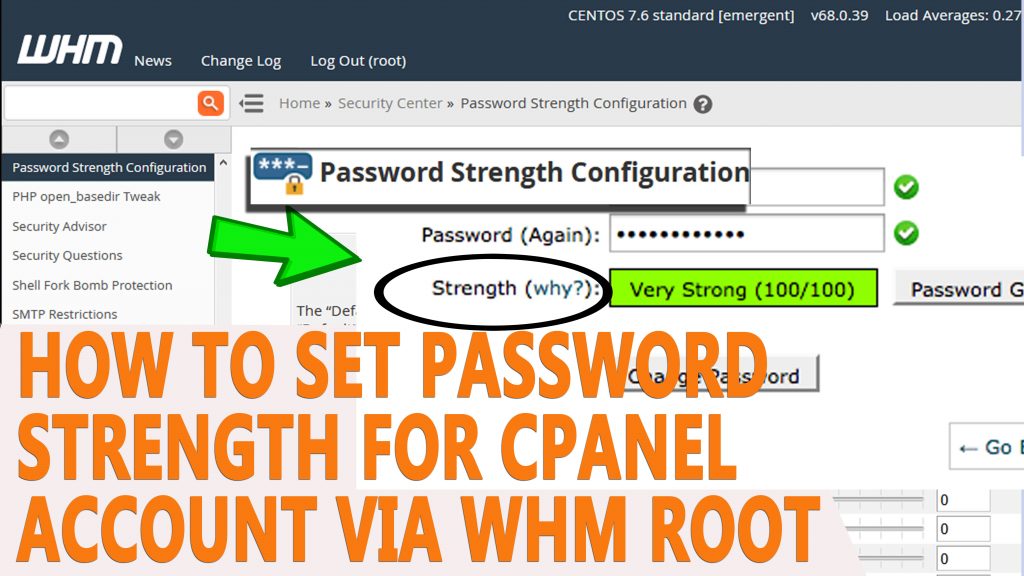 How to set password strength for cPanel account in WHM