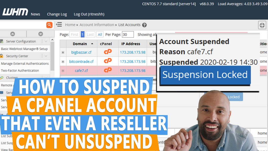 How to Suspend a cPanel account that even WHM Reseller can not unsuspend it