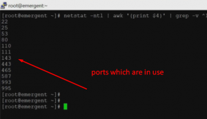 How do i find Ports which are in use on my Linux server