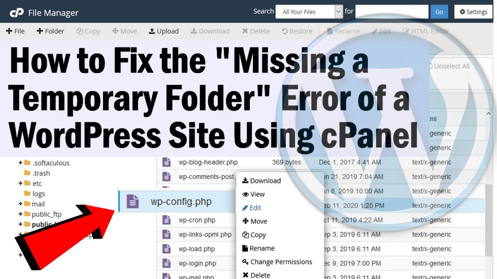 Missing a Temporary Folder Error in WordPress