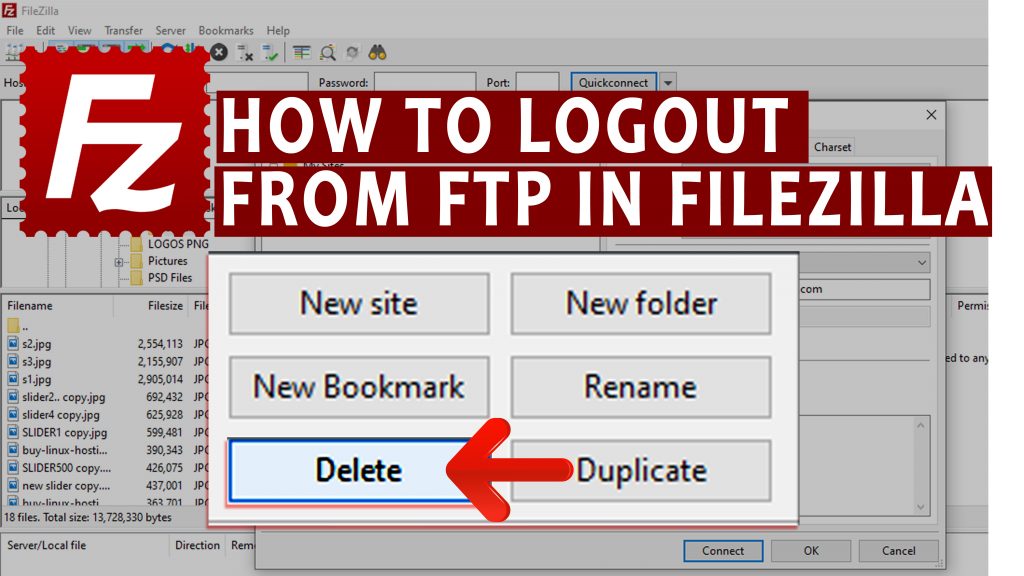 How to logout from FTP in Filezilla