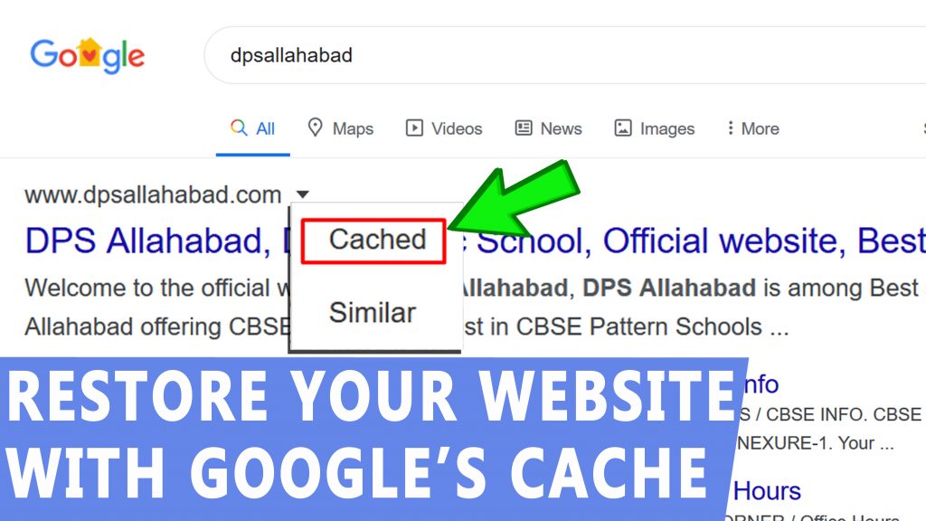 how to restore your website with Google's cache