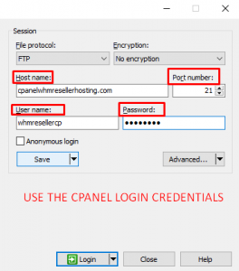 How to login FTP with WinSCP by using cPanel login details