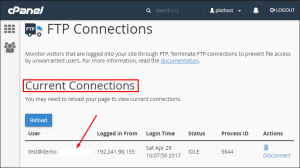 How to Monitor FTP uses in realtime via cPanel