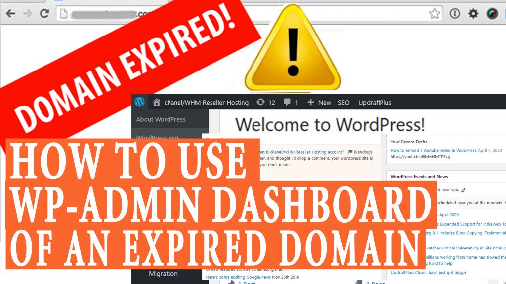 How to use WP admin Dashboard of an expired domain