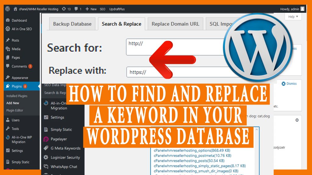 How to Find and Replace a keyword in your WordPress Database