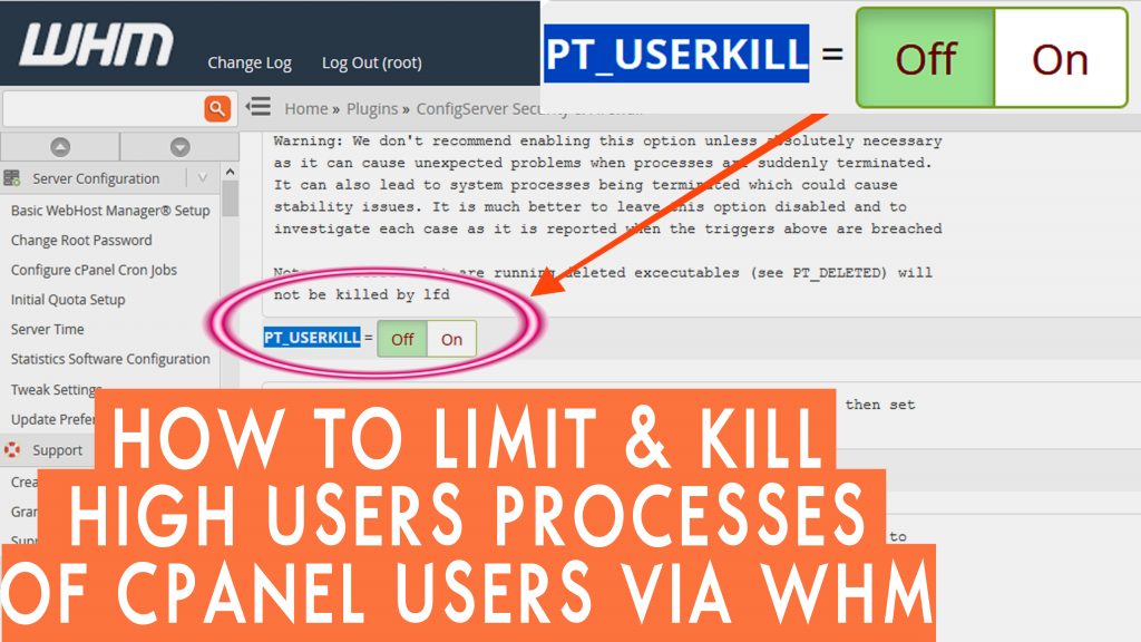 how to limit & kill high user process of all cPanel users