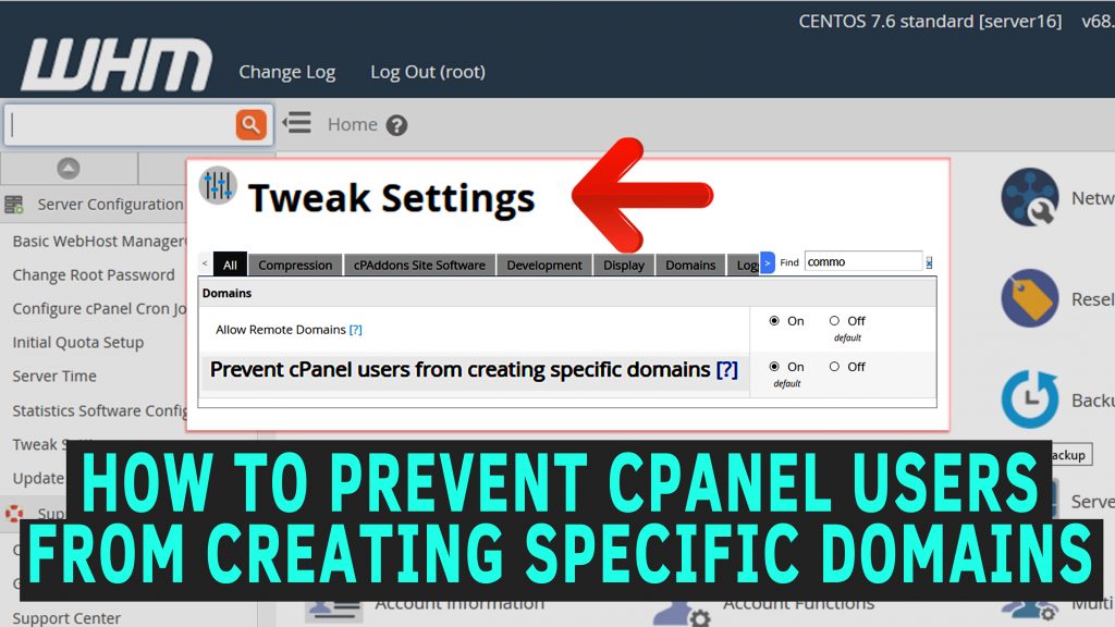 How to prevent cPanel users from creating accounts of specific domains